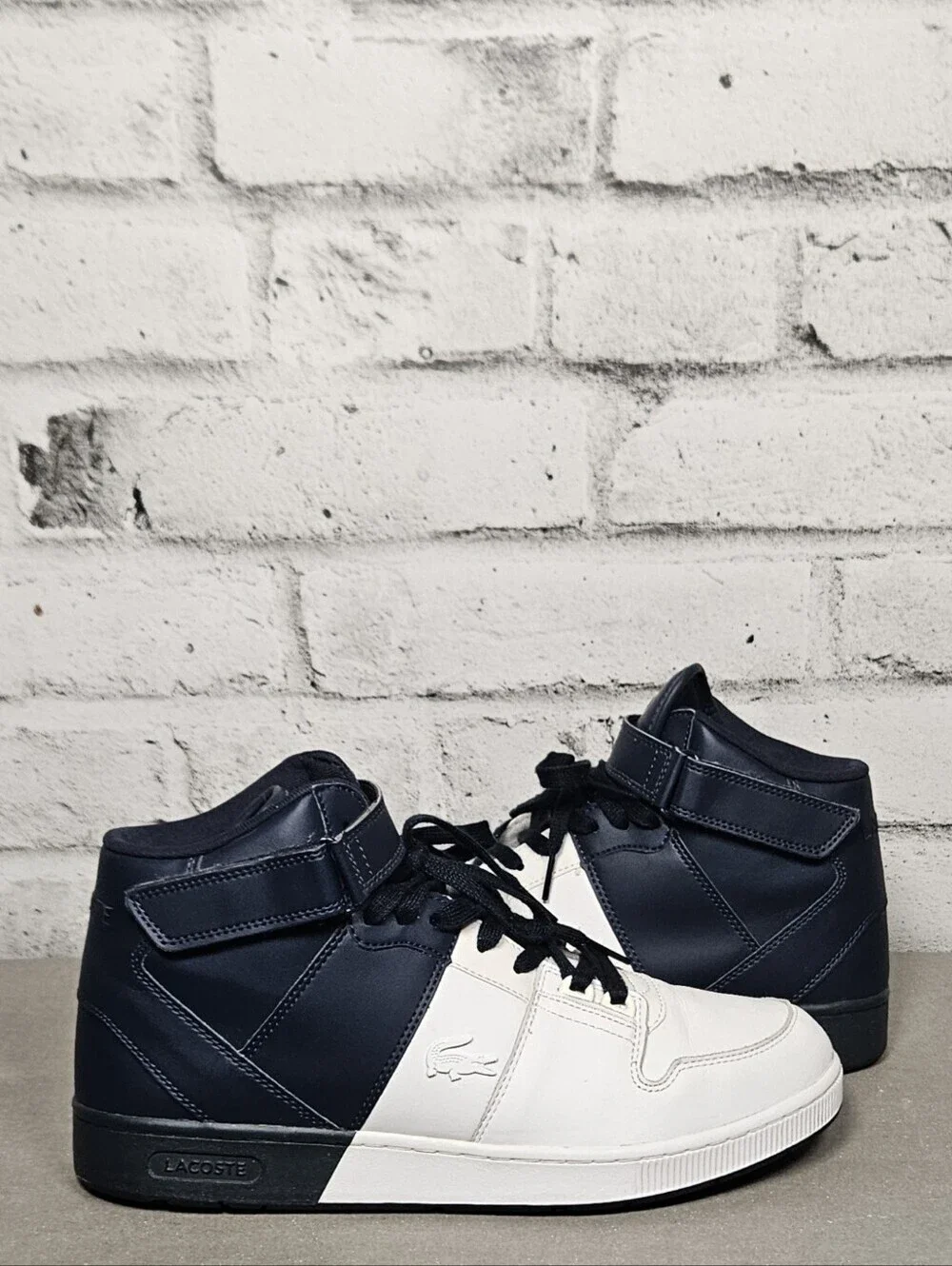 Lacoste Tramline Mid High Top Sneakers White Navy Mens 10.5